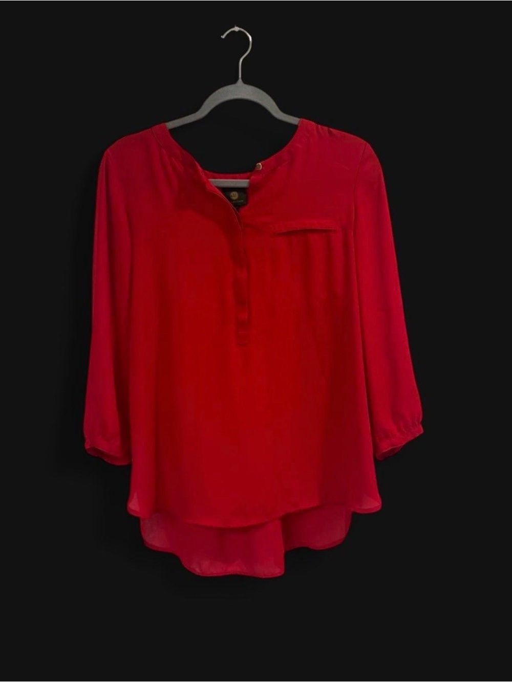 JM Collection Red V-Neck Long-Sleeve Tunic